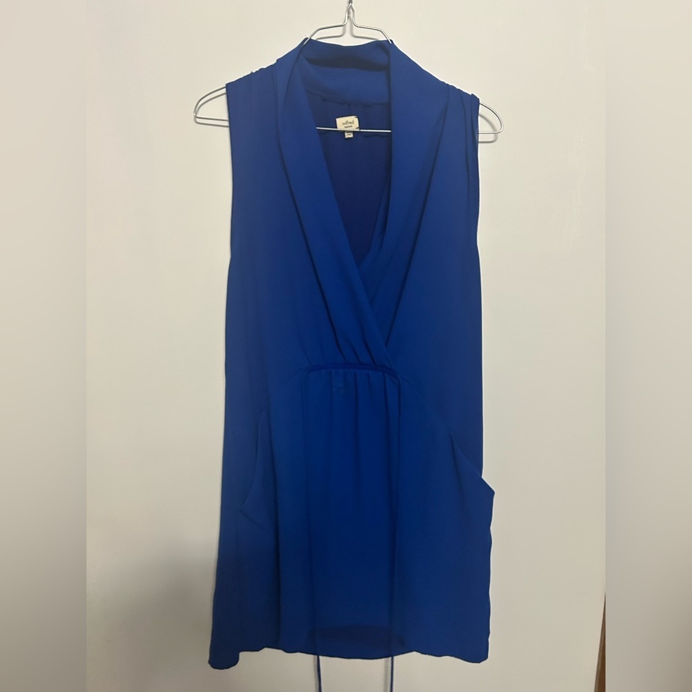 Wilfred Royal Blue Sleeveless Summer Midi Loose Fitting Dress